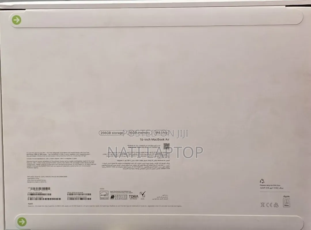 New Laptop Apple MacBook Air 2025 M4 16GB Apple M4 SSD 256GB