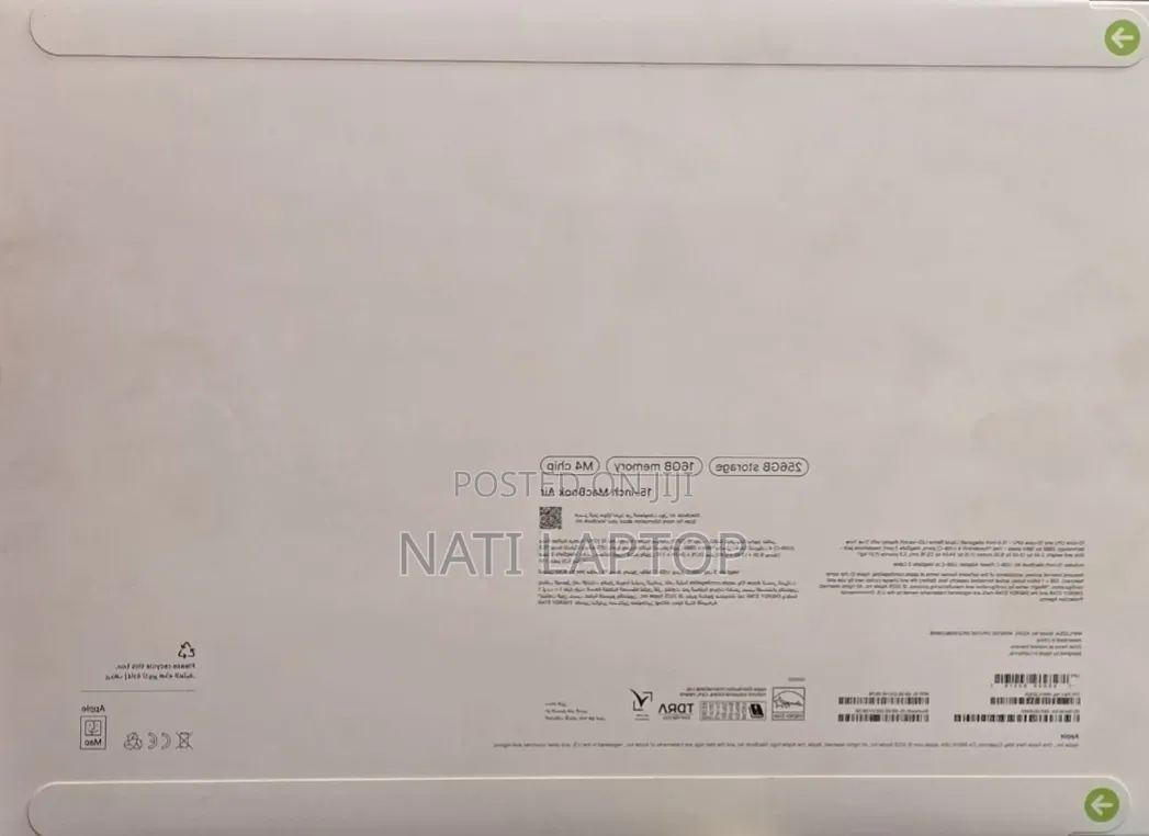 New Laptop Apple MacBook Air 2025 M4 16GB Apple M4 SSD 256GB