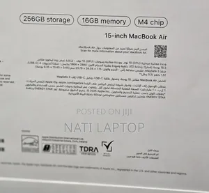 New Laptop Apple MacBook Air 2025 M4 16GB Apple M4 SSD 256GB