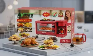 Avinas (Model: Av-16l) የተባለ ባለ 3-በ-1 ቁርስ ማዘጋጃ ማሽን ነው። ማሽኑ የሻይ/ቡና ማፍያ፣