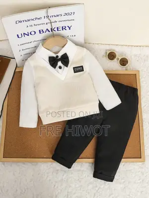 2pcs Baby Boy Gentleman Style Knit Shirt With Bowknot and Pants Set