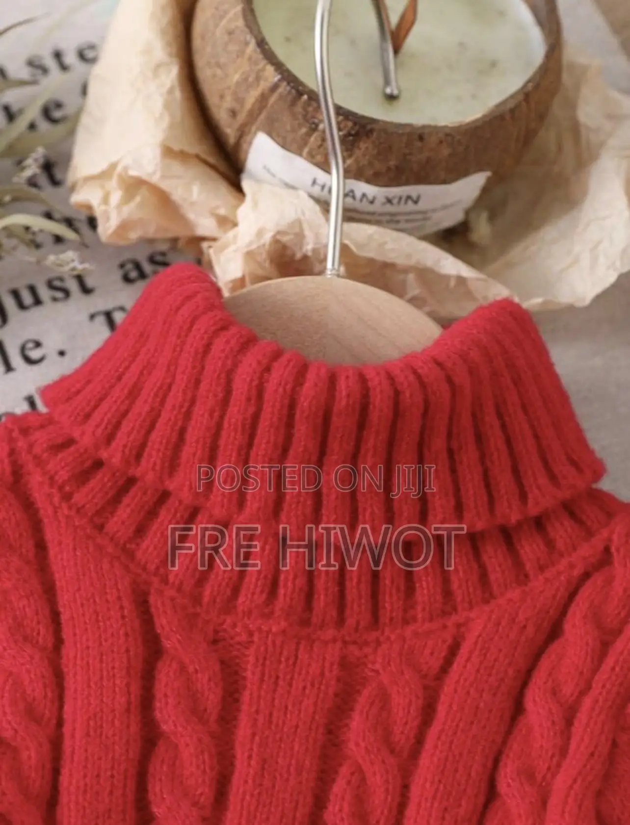 Red Cute Baby Girl Turtleneck Cable Knit Flare Hem Dress