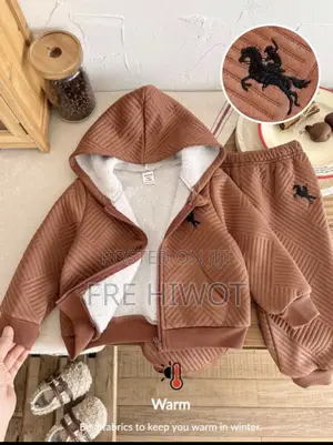 2pcs Baby Boy Knitted Embroidered Hoodie Jacket and Pants Set