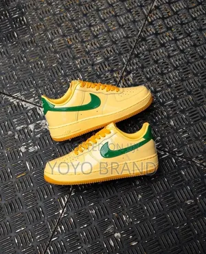 Nike Air Force 1 Low Qs "Topaz Gold" Glossy Yellow Upper / Pine Green