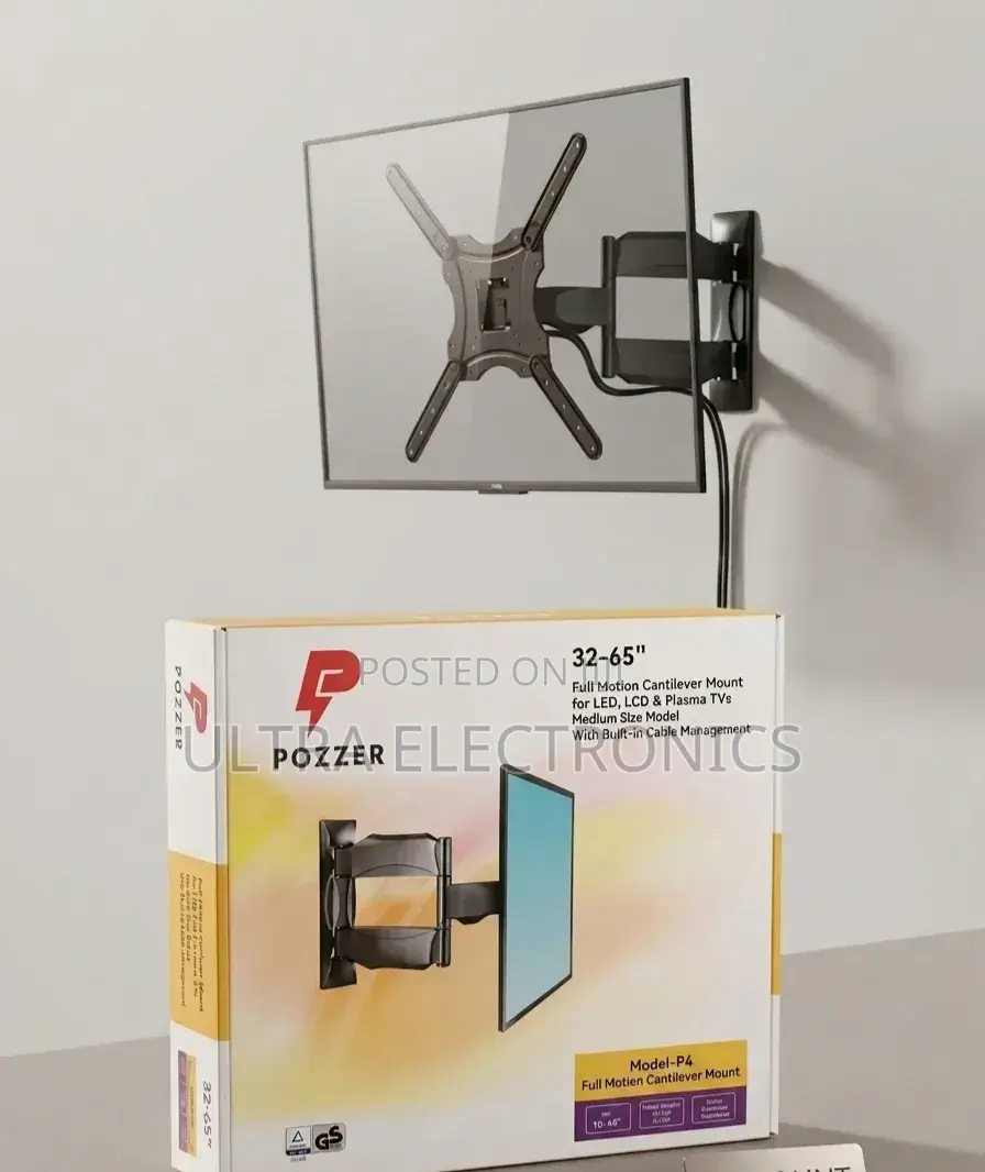 Pozzer Model-P4 Full-Motion Cantilever Mount Box Fits 32-65" Tvs.