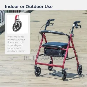 Bodymed Two Button Folding Walker With Wheels, Lightweight Mobility
