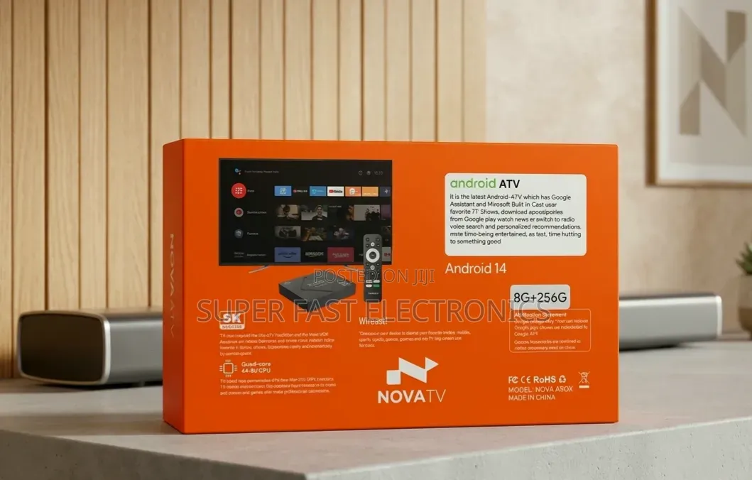 Novatv Android 14 Smart Tv Box – Ultra Hd, 8gb Ram, 256gb Rom, Dual