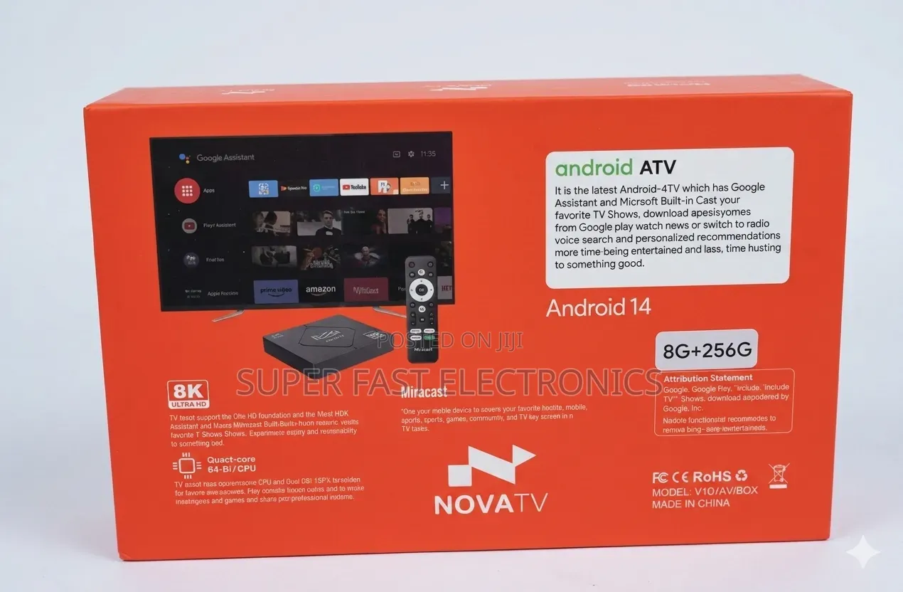 Novatv Android 14 Smart Tv Box – Ultra Hd, 8gb Ram, 256gb Rom,