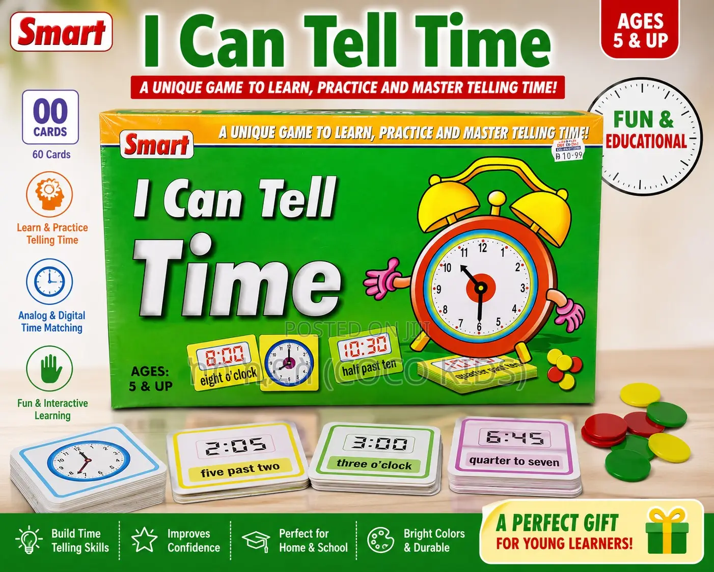 Smart "I Can Tell Time" Educational Board Game (Ages 5 & Up)