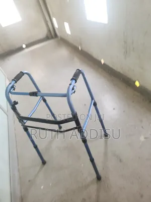 Blue and Black Mild Steel Movable Walker መረማመጃ መርጃ ወከር Walking Aid