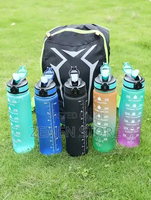 Motivational Sports Water Bottle With Time Marker የውሃ መያዣ ጠርሙስ