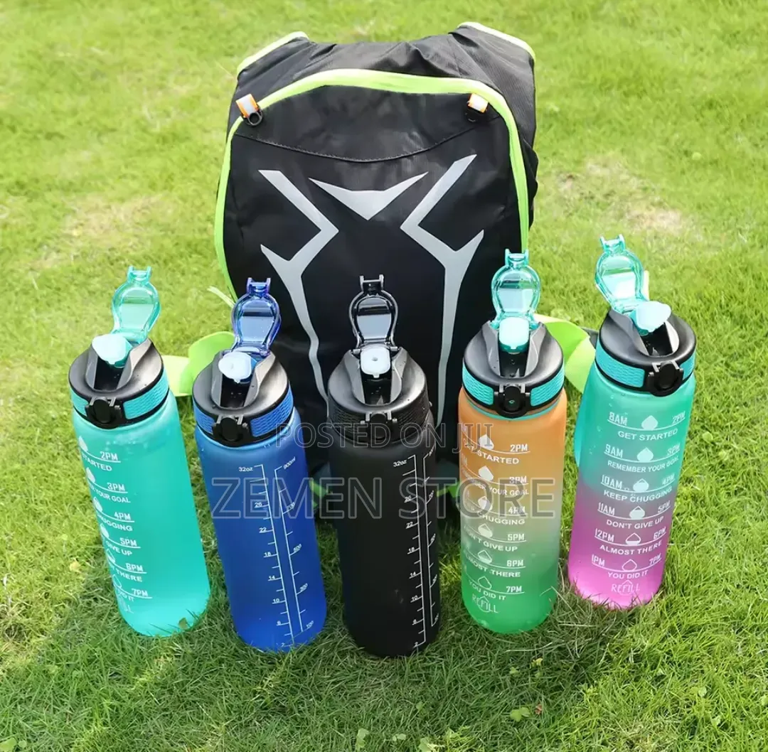 Motivational Sports Water Bottle With Time Marker የውሃ መያዣ ጠርሙስ