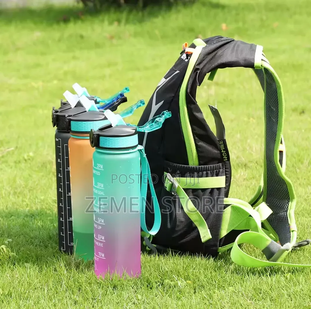 Motivational Sports Water Bottle With Time Marker የውሃ መያዣ ጠርሙስ