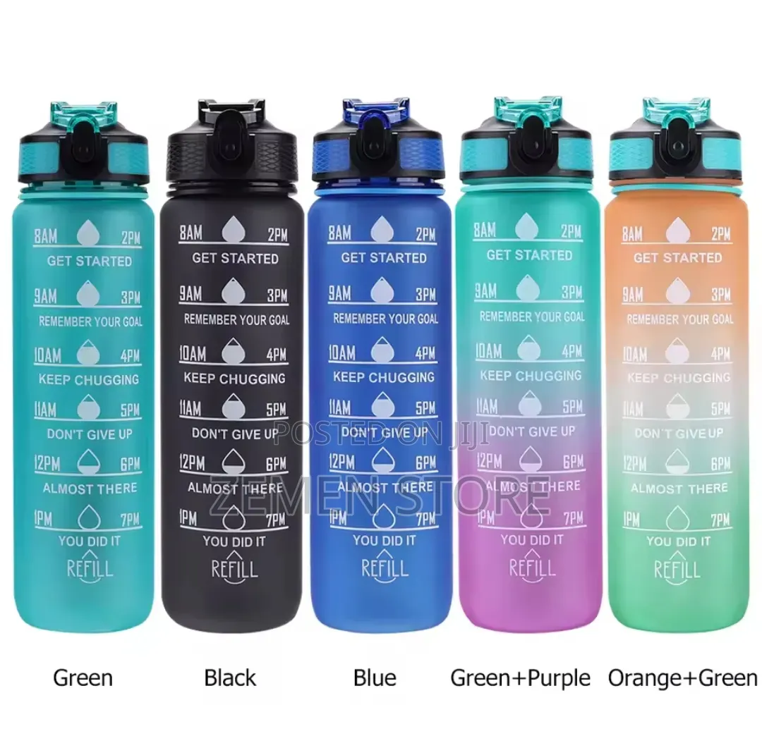 Motivational Sports Water Bottle With Time Marker የውሃ መያዣ ጠርሙስ