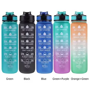 Motivational Sports Water Bottle With Time Marker የውሃ መያዣ ጠርሙስ