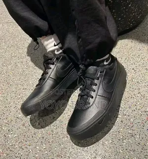 Nike Court Shot All-Black Unisex Fashion Flat Leather Shoes