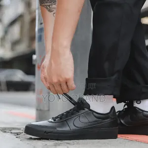 Nike Court Shot All-Black Unisex Fashion Flat Leather Shoes