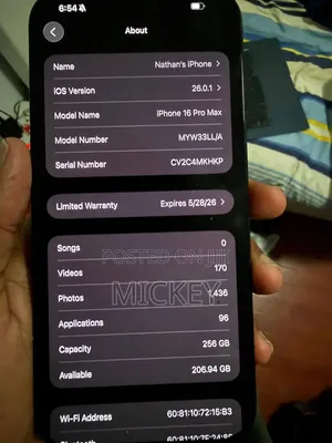 New Apple iPhone 16 Pro Max 256 GB Black