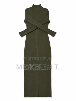 Olive Green Knit Midi Dress