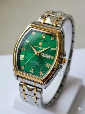 Green Rectangular Watch for Mens