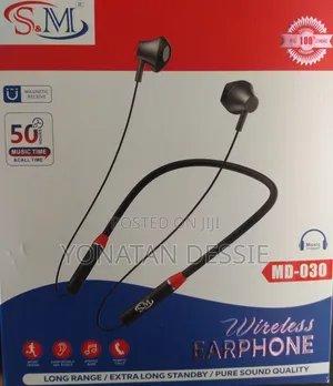 S M Md-030 Wireless Bluetooth Neckband Earphone – Long Battery Life