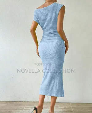 Women's Oblique Shoulder Ruffled Dress Maxi Women Outfit