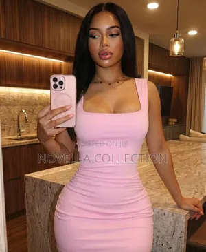 Soft Pink Girly Sleeveless Slim Fit Pleated Mini Bodycon Dress