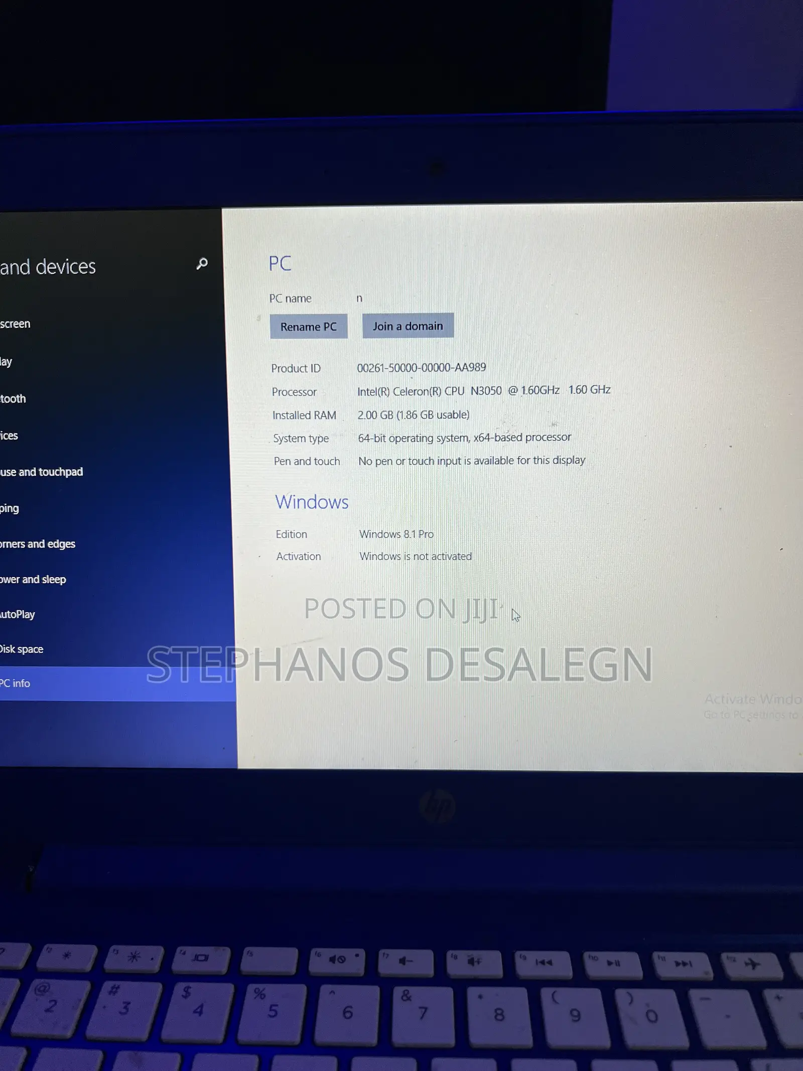 Laptop HP 2GB Intel SSD 32GB