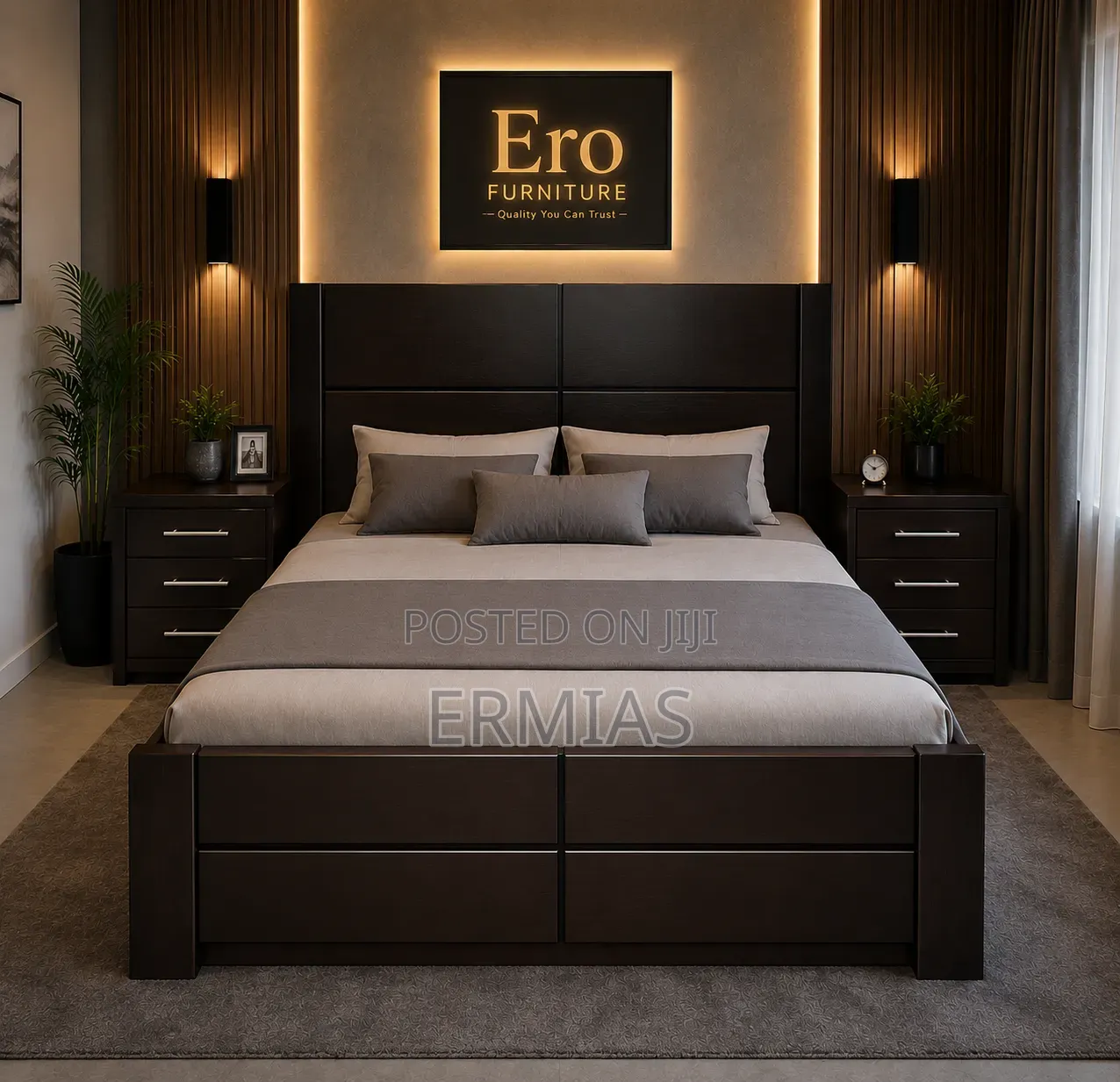 Bed Queen Size 150x190 With 2 Side Table