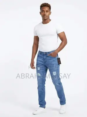 Marshall Men's Distressed Slim Fit Blue Jeans