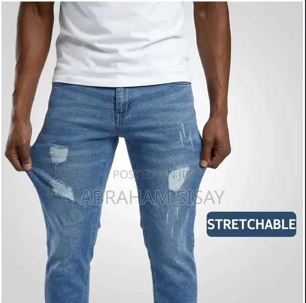 Marshall Men's Distressed Slim Fit Blue Jeans