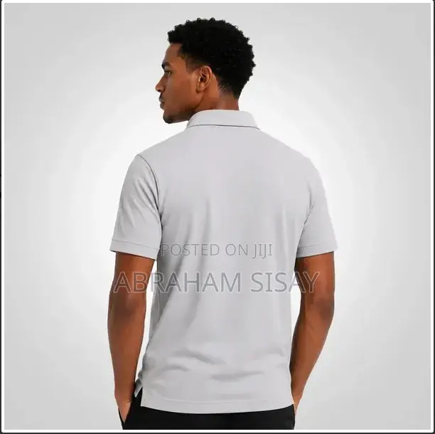 Men's Light Grey Quarter-Zip Polo Shirt