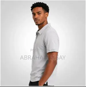 Men's Light Grey Quarter-Zip Polo Shirt