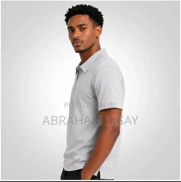 Men's Light Grey Quarter-Zip Polo Shirt