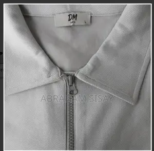 Men's Light Grey Quarter-Zip Polo Shirt