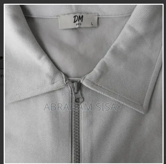 Men's Light Grey Quarter-Zip Polo Shirt