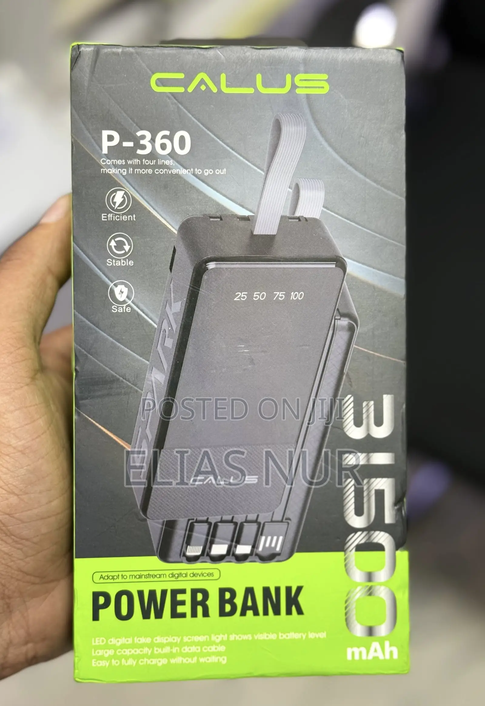 Heavy Duty Multi-Cable Charger Calus P-360 Power Bank 31,500mah - New