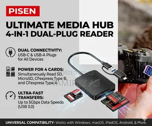 Pisen Usb 3.0 4-in-1 Card Reader for Sd, Microsd/Cf/Tf/Ms + Type C