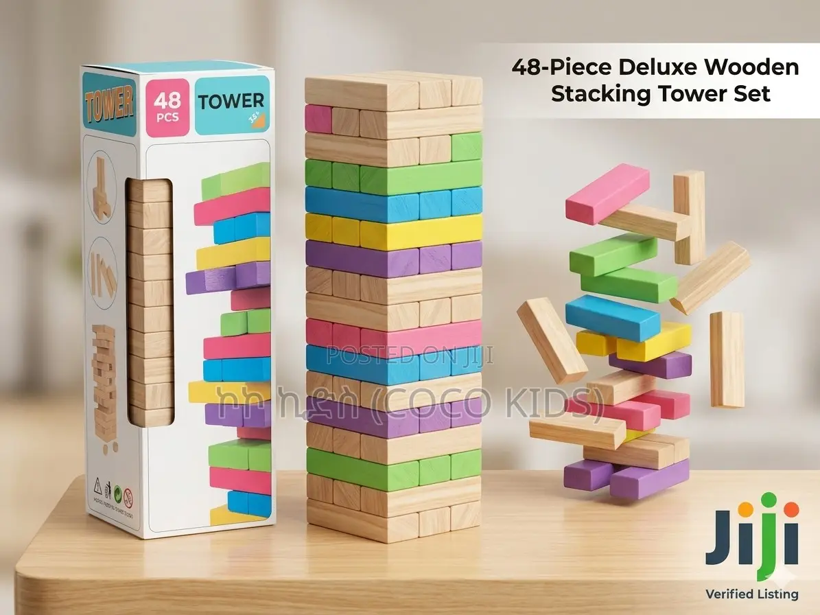 48-Piece Deluxe Wooden Stacking Tower