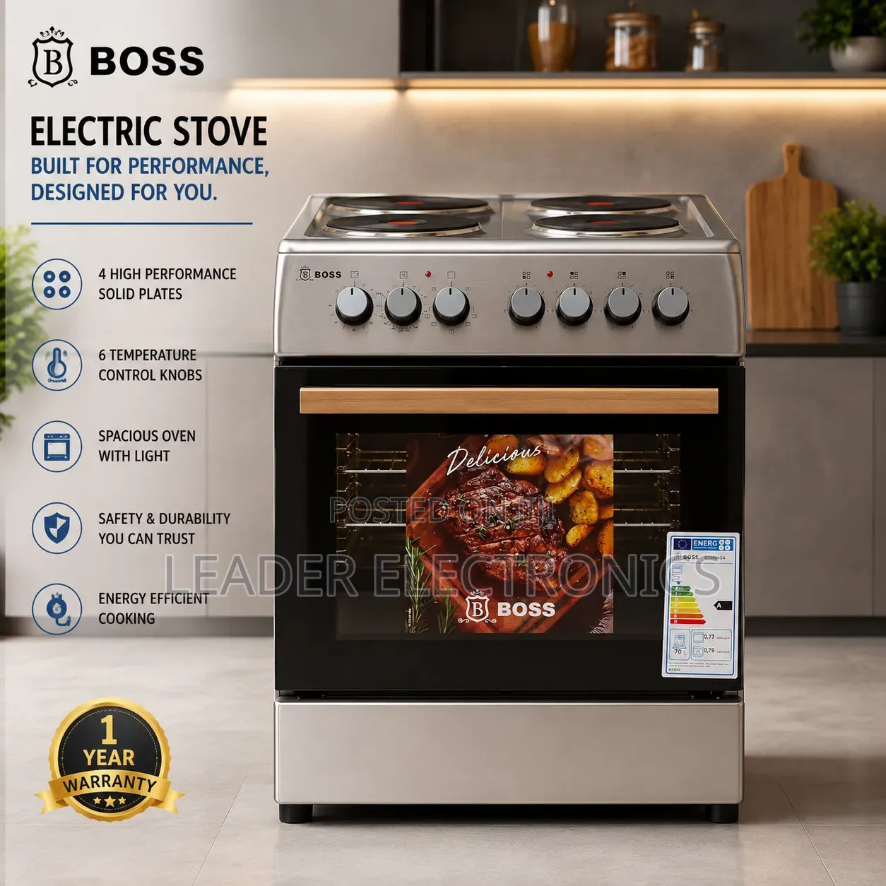 Boss Oven 60×60cm Stainless Steel – Free Delivery