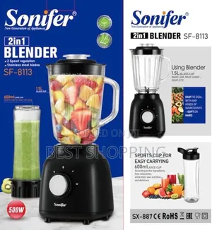 Sonifer 2 in 1 Blender and Sports Cup ትንሾ ጁስም ይፈጫል እንደመጠጫም ያገለግላል