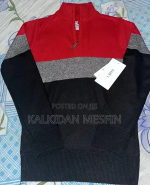 New Men’S Half-zip Knit Sweater – Red, Grey Black