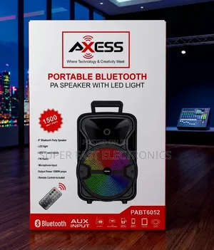 Axess Speakers 8" Portable Bluetooth Pa Speaker System Remote Control