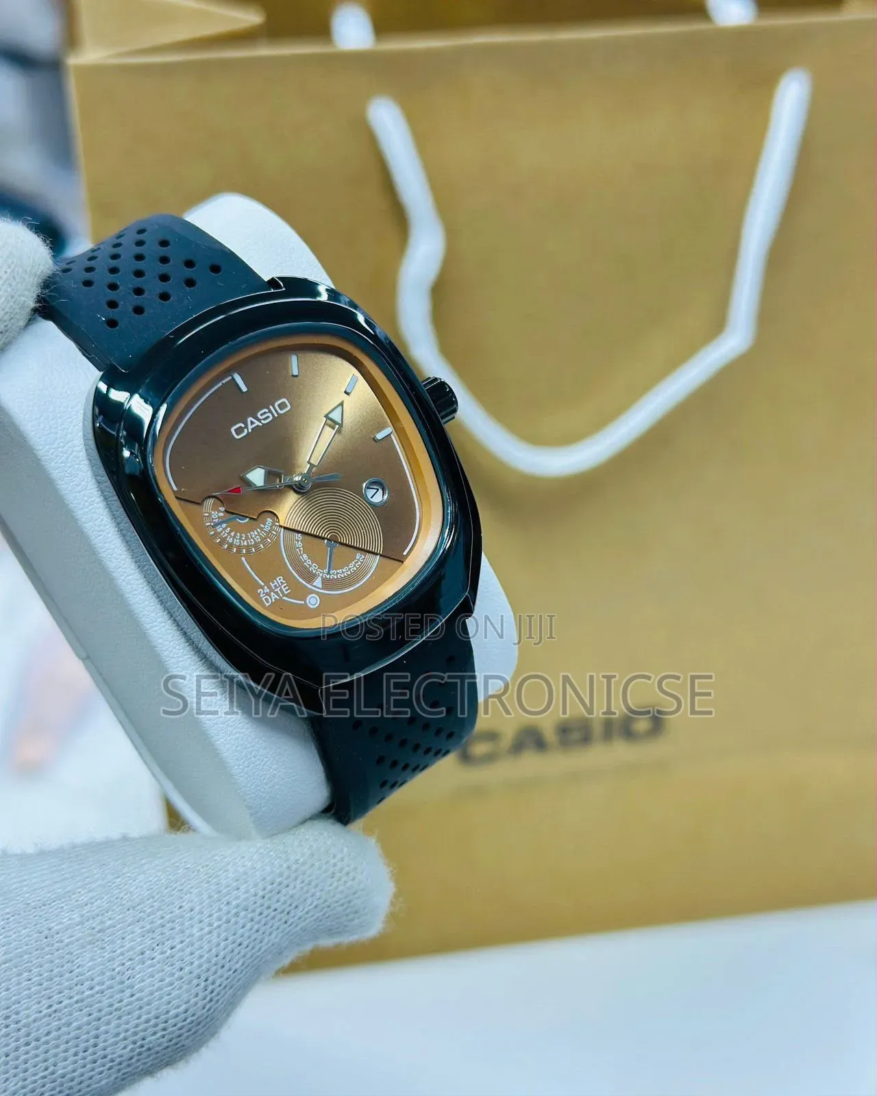 Casio Analog Watch Blue Dial and a Blue Perforated Strap.