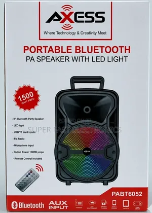 Axess 8" Speaker System With Led Party Lights, Remote Control