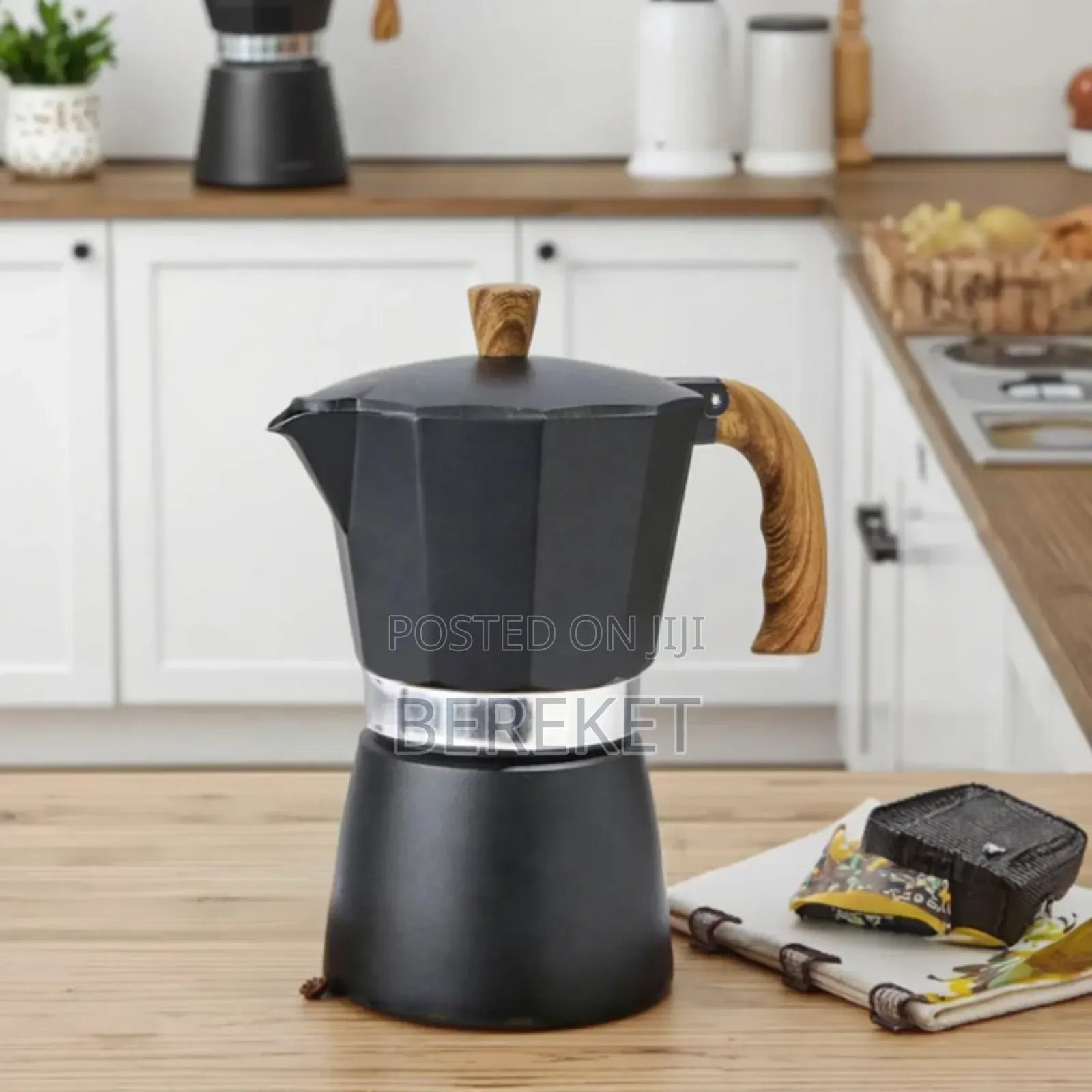 Classic Aluminium Moka Pot (የጋዝ ወይም የኤሌክትሪክ ምድጃ ላይ የሚጣድ ቡና ማፍያ)