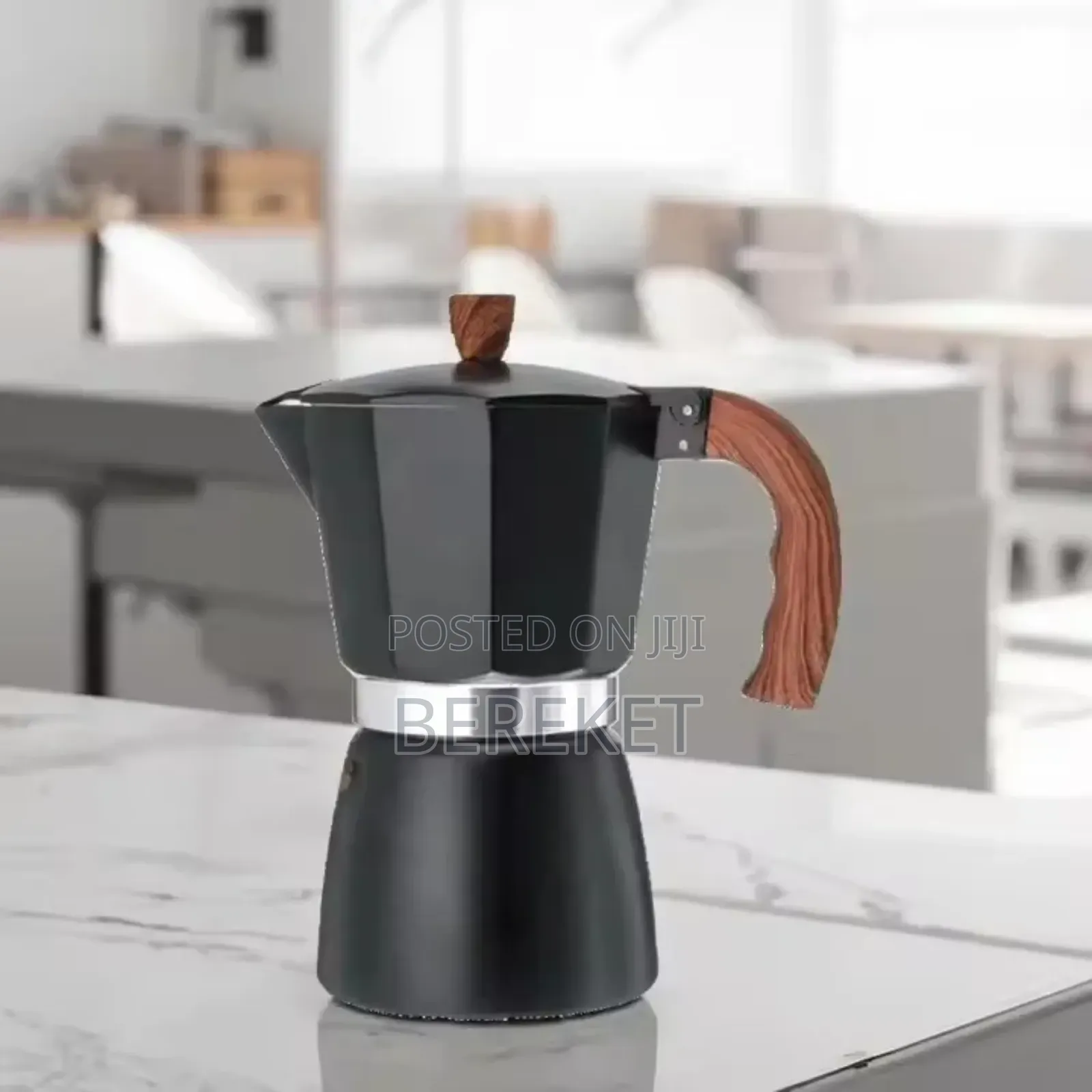 Classic Aluminium Moka Pot (የጋዝ ወይም የኤሌክትሪክ ምድጃ ላይ የሚጣድ ቡና ማፍያ)