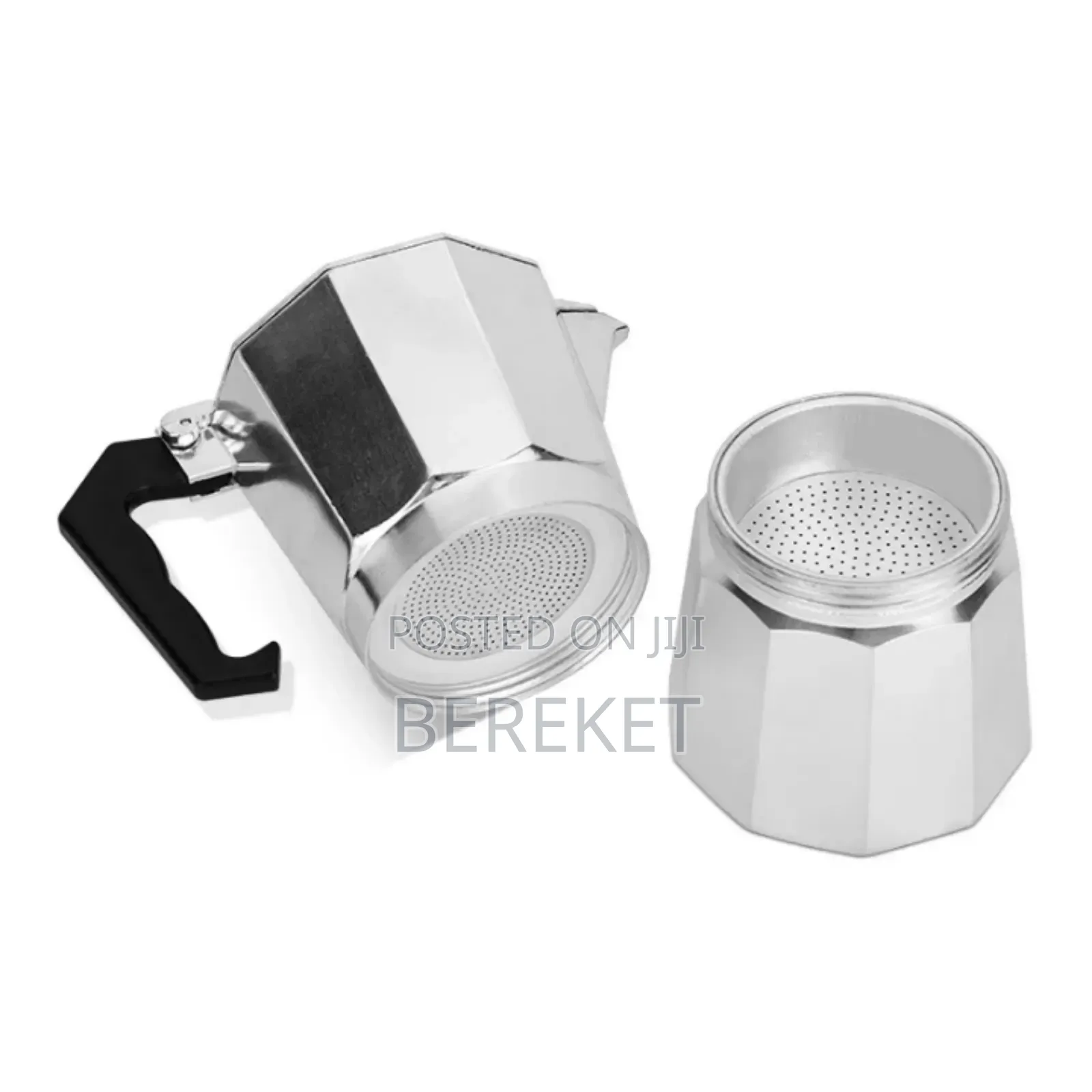 Classic Silver Aluminium Moka Pot (የምድጃ ላይ የቡና ማፍያ)