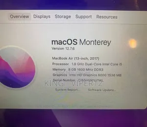 Laptop Apple MacBook Air 2017 8GB Intel Core i5 HDD 250GB