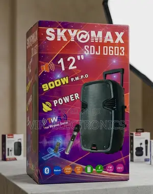 Skyomax Speaker System 12-Inch Portable 900w With Wireless Microphone